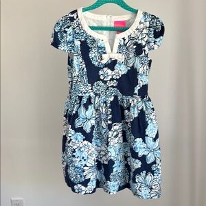 Lilly Pulitzer Floral Blue and White Kids Dress